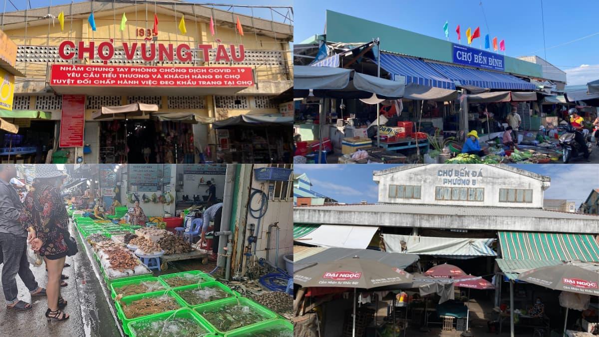 Chợ Mới Long Hải bày bán đa dạng các loại hải sản tươi sống vừa đánh bắt tại vùng biển Bà Rịa-Vũng Tàu